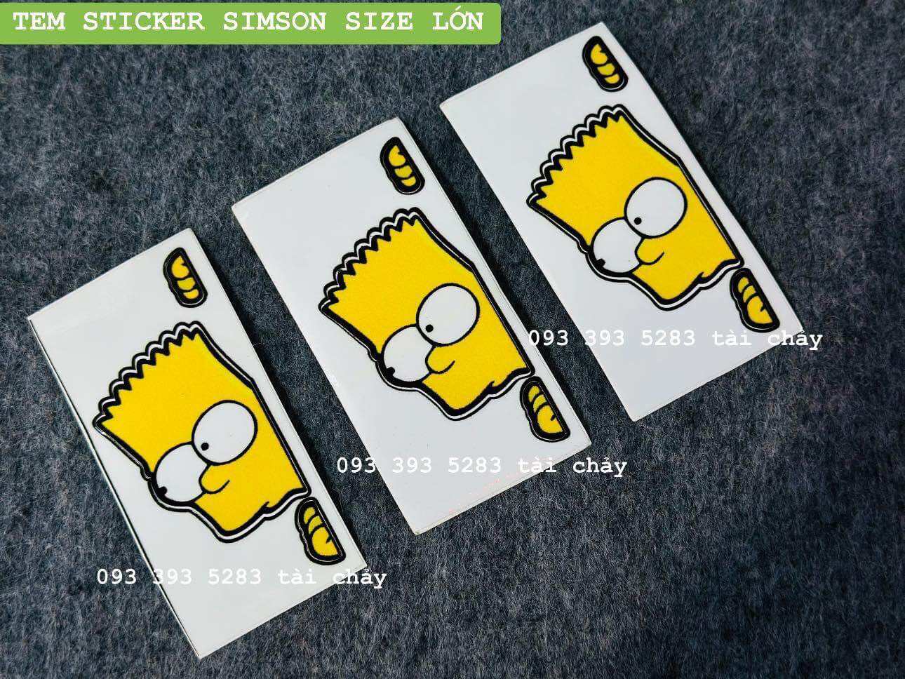 Tem simson size lớn dán trang trí xe