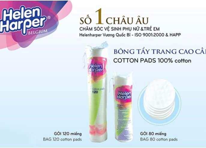 [Combo gồm 5 gói] Bông Tẩy Trang Helen Harper 120M