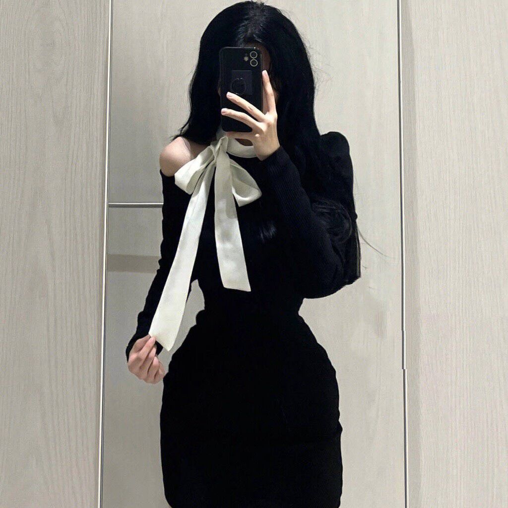 ĐẦM THUN GÂN PHỐI NƠ VAI BOONG STORE DPN1