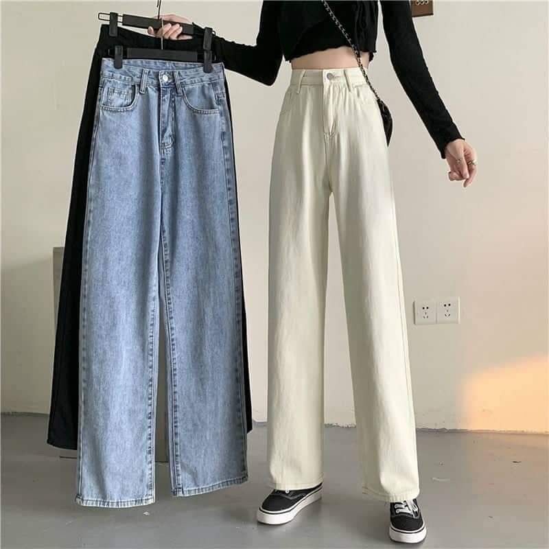 Quần jean xuông basic cạp cao siêu đẹp
