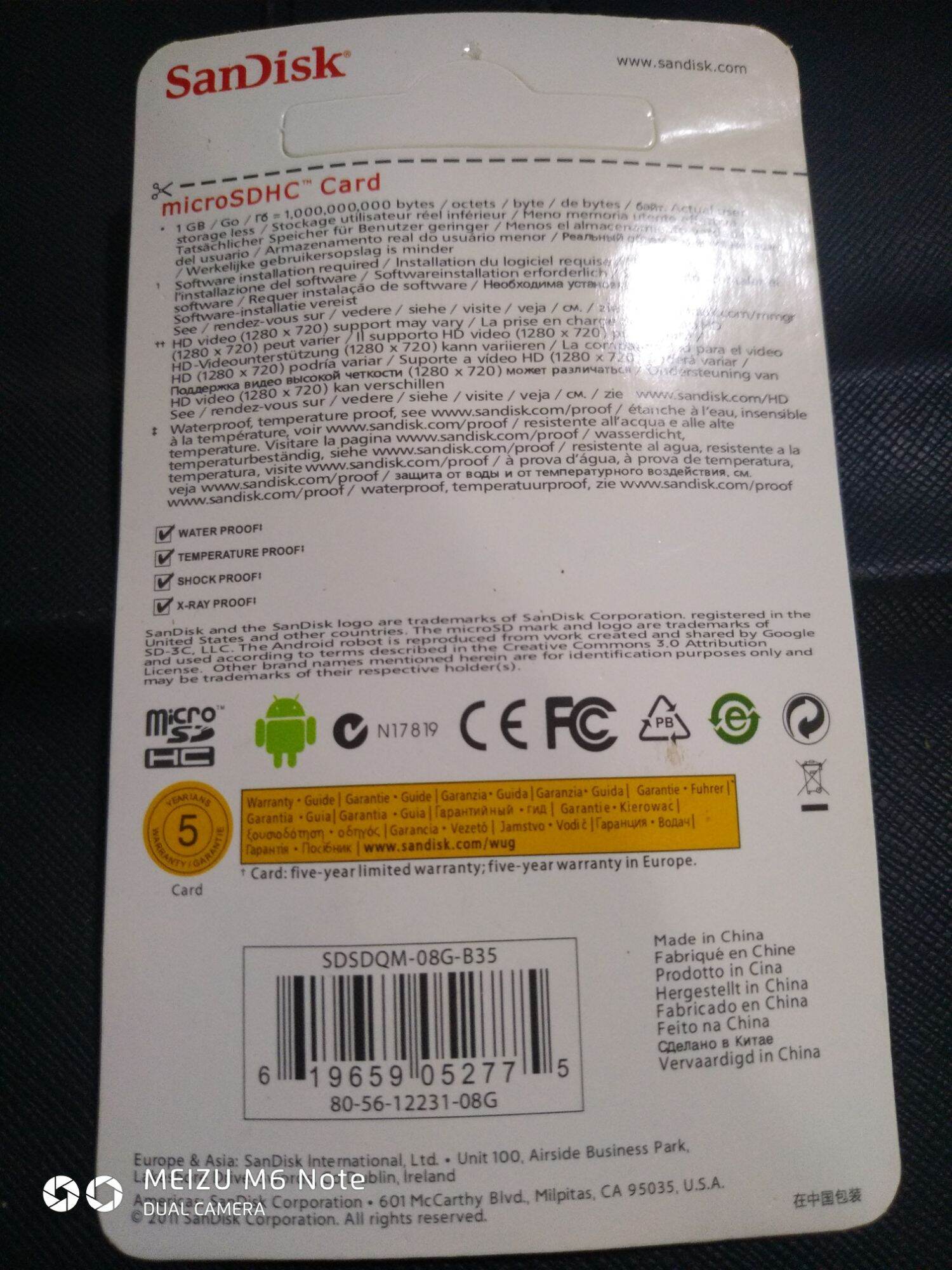 MicroSDHC SanDisk 8GB Class 10 New