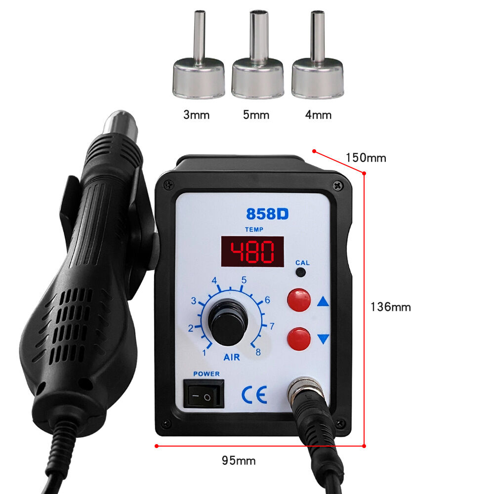 Máy hàn khò chì 858d + 3 đầu hàn tặng kèm mỡ hàn 50g
