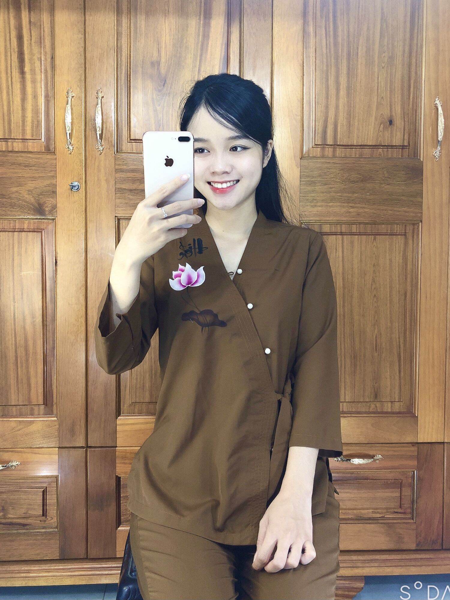 Bộ nữ đi chùa nhật vẽ cột nơ size 40-65kg