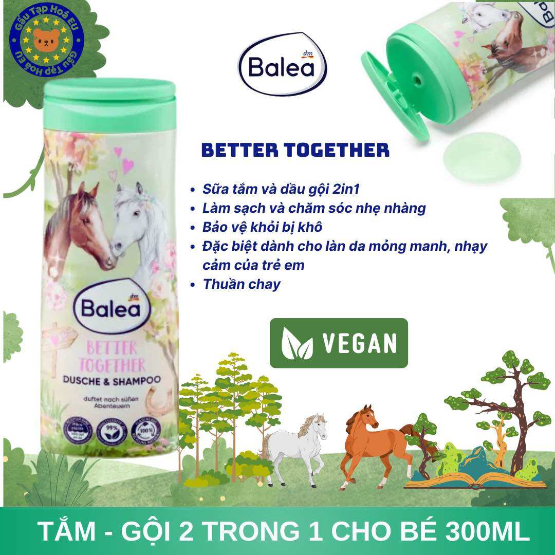 Sữa tắm gội Balea Kids 2in1 300ml – dịu nhẹ, thơm lâu, an toàn cho bé da nhạy cảm