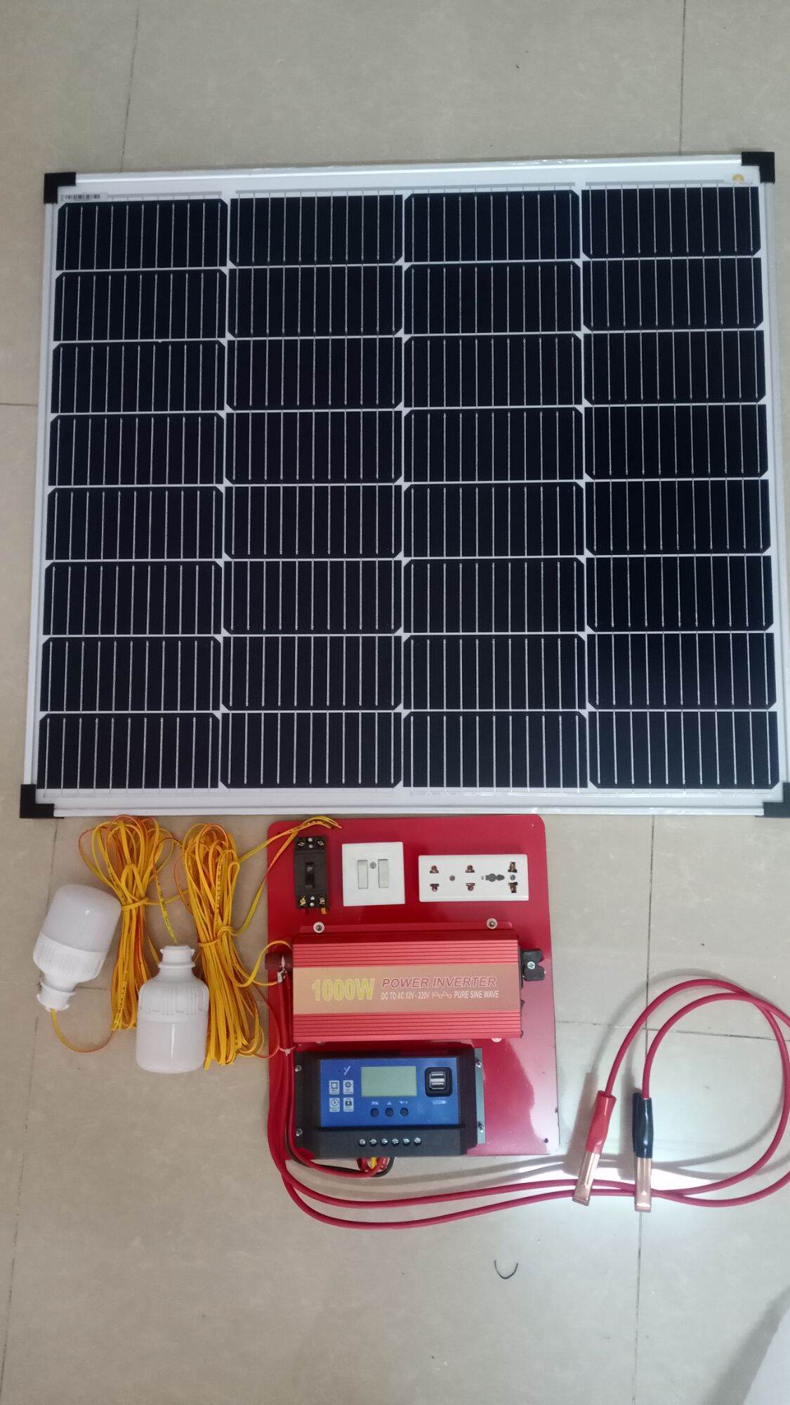 Pin năng lượng mặt trời 100w ráp sẵn mạch điện 1000w 220v có thể tăng cường.
