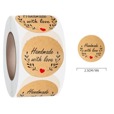 Cuộn 500 sticker nhãn dán thank you Handmade in hình