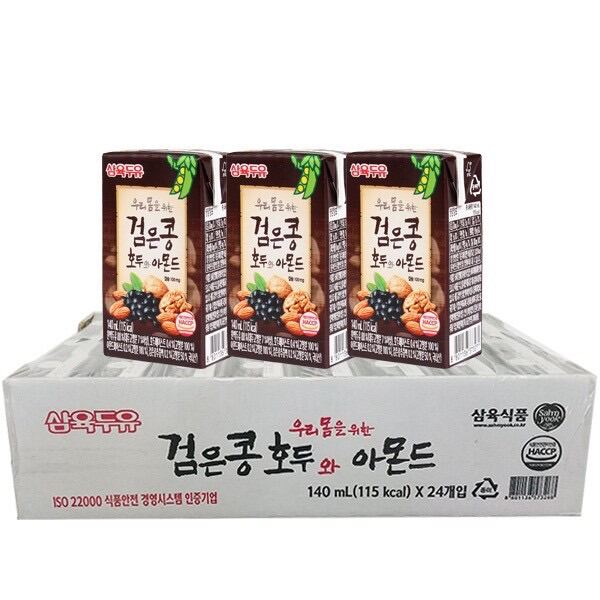 Thùng 24 Hộp Sữa nước óc chó đậu đen hạnh nhân Hàn Quốc SAHMYOOK 140ML và