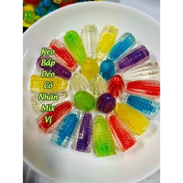 500GR KẸO BẮP DẺO CÓ NHÂN MIX NHIỀU VỊ