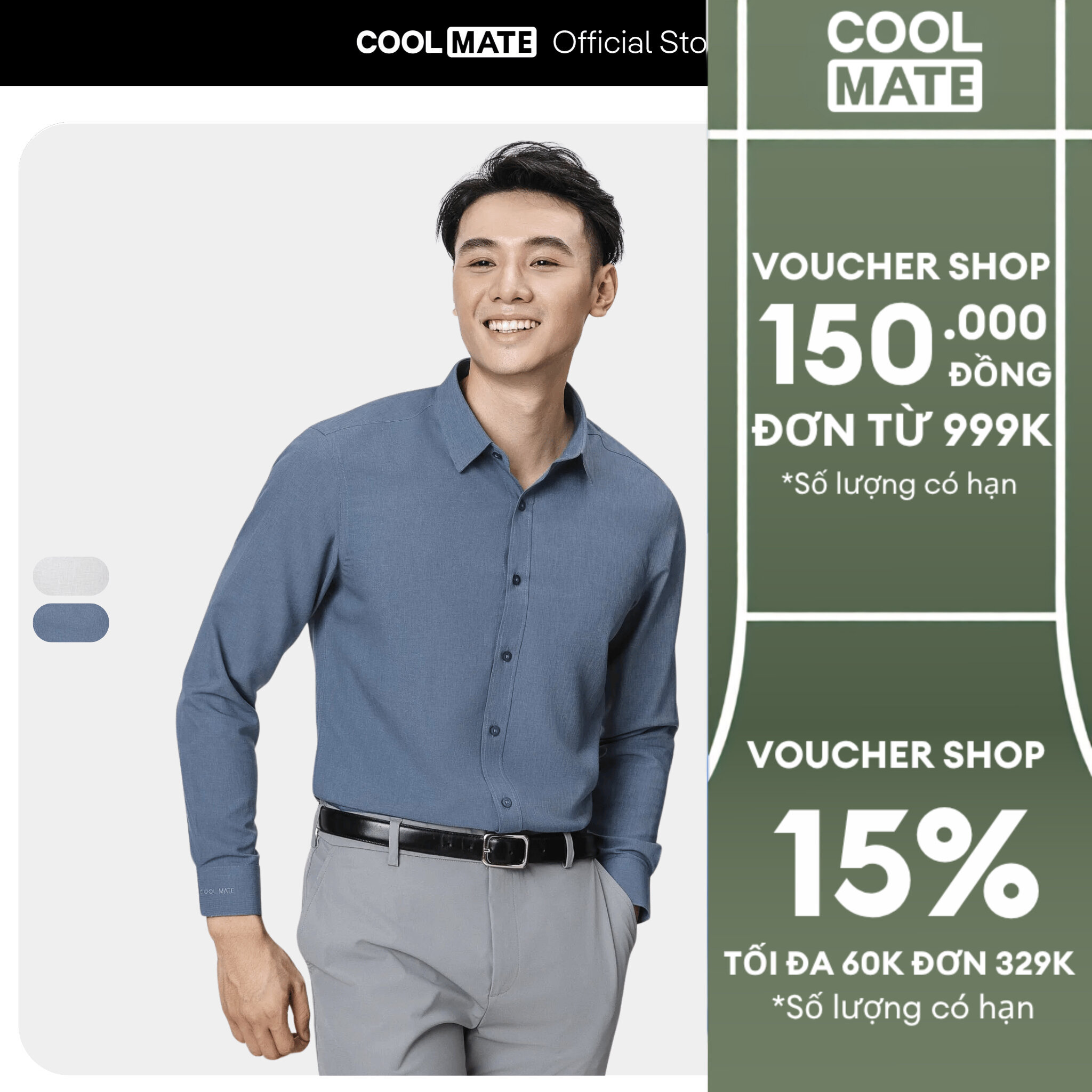 Áo sơ mi công sở nam dài tay Café-DriS khử mùi hiệu quả, Áo mặc đi chơi Coolmate