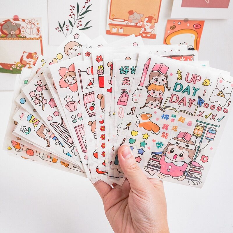 Set 4 tờ sticker dán trang trí siêu dễ thương