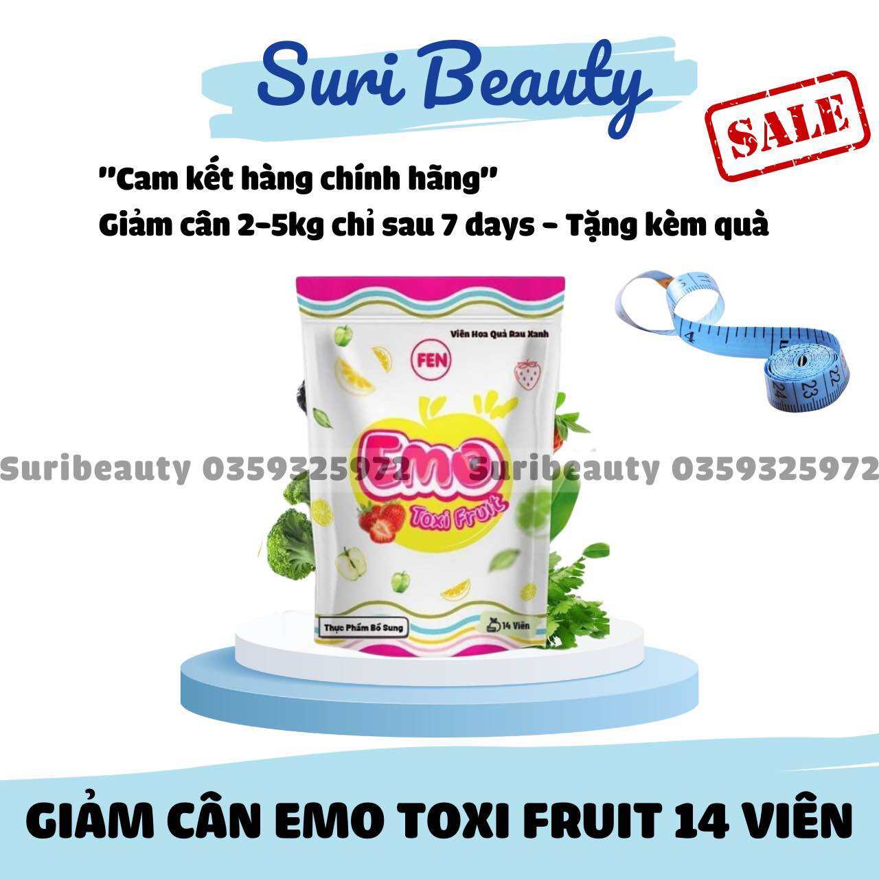 GIẢM CÂN EMOSLIM DẠNG VIÊN EMO TOXI FRUIT - 1 TÚI 14 VIÊN - GIẢM CÂN AN TOÀN HIỆU QUẢ