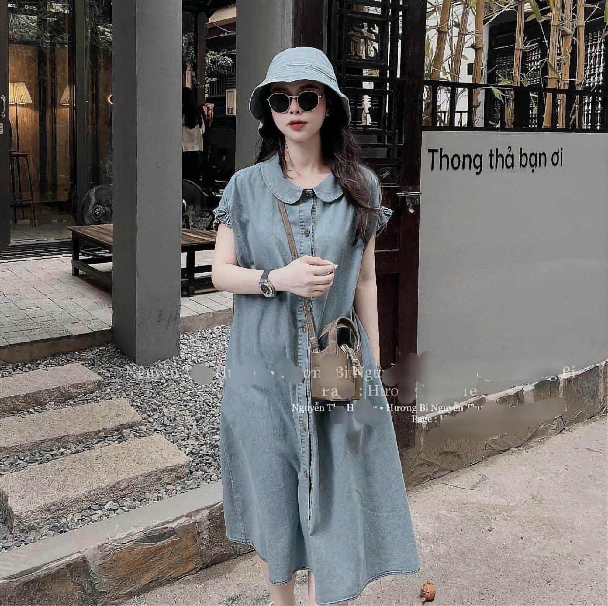 Set váy babydoll cổ sen kèm nón đẹp xinh