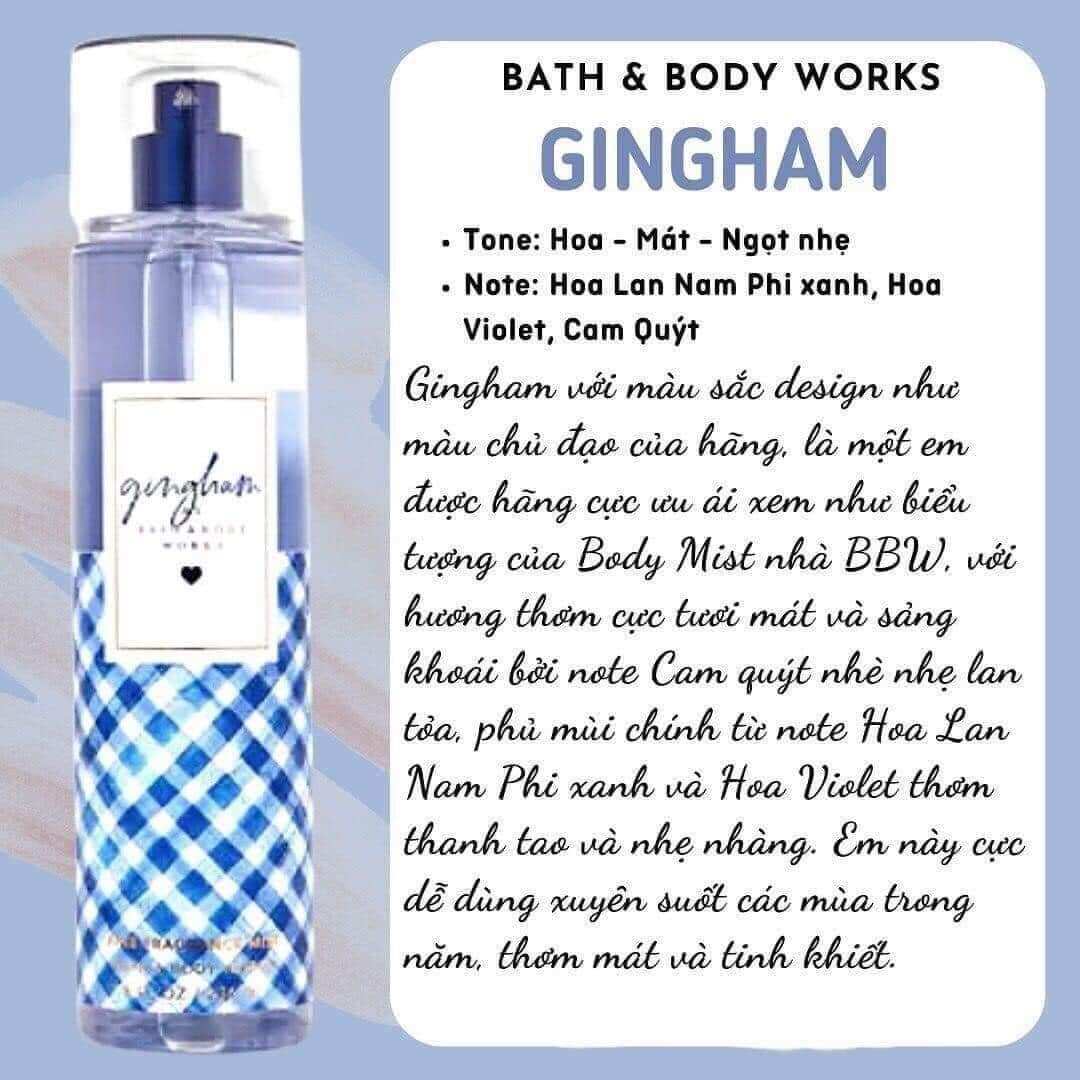 Xịt thơm Body Mist Gingham Bbw 236ml