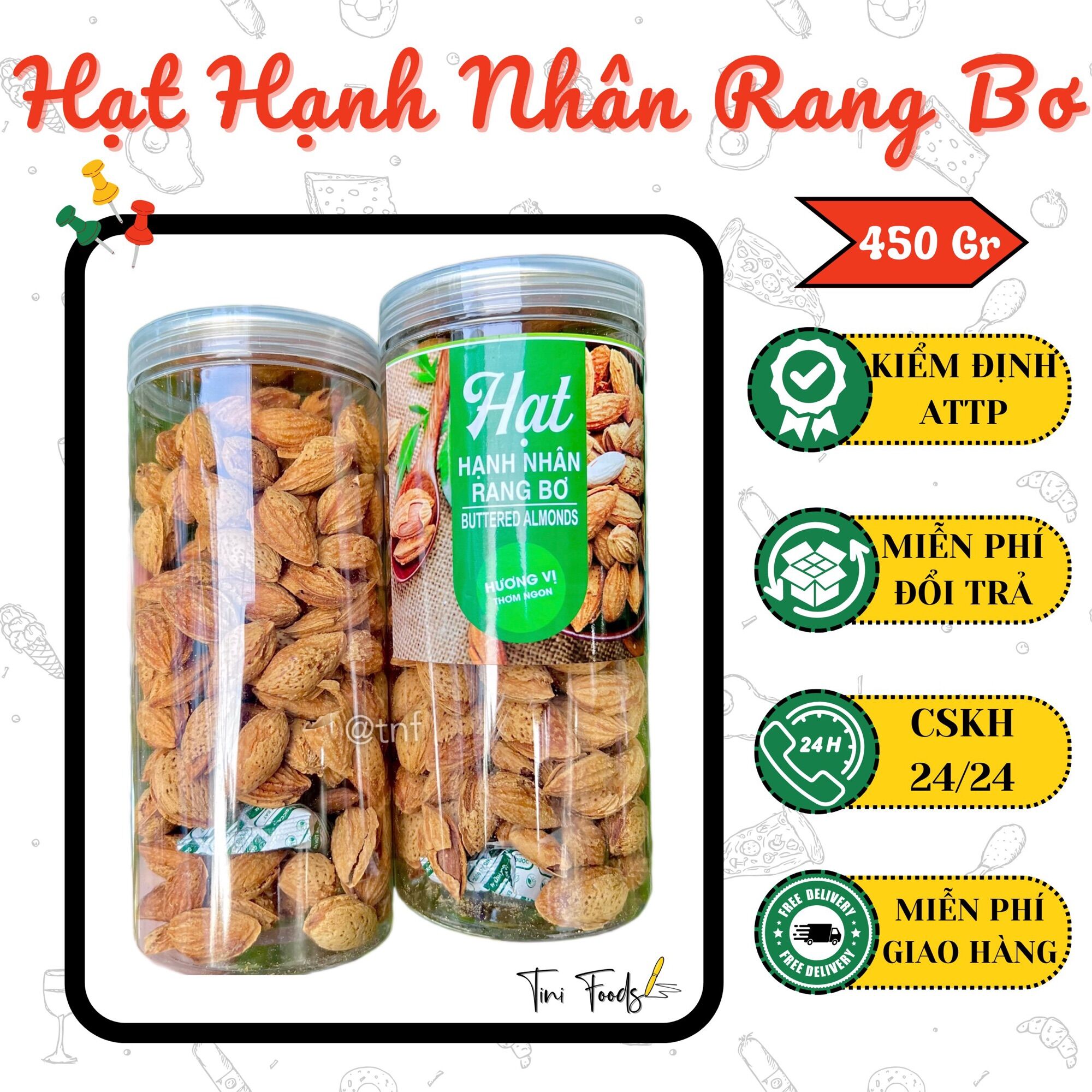 Hạnh nhân rang bơ mỏng vỏ thơm ngon 450gr
