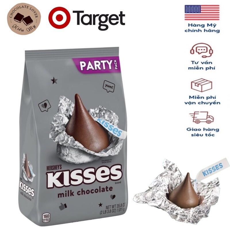 Date 10 2023 Tách lẻ kẹo socola Mỹ Hershey s Kisses vị sữa túi 100g