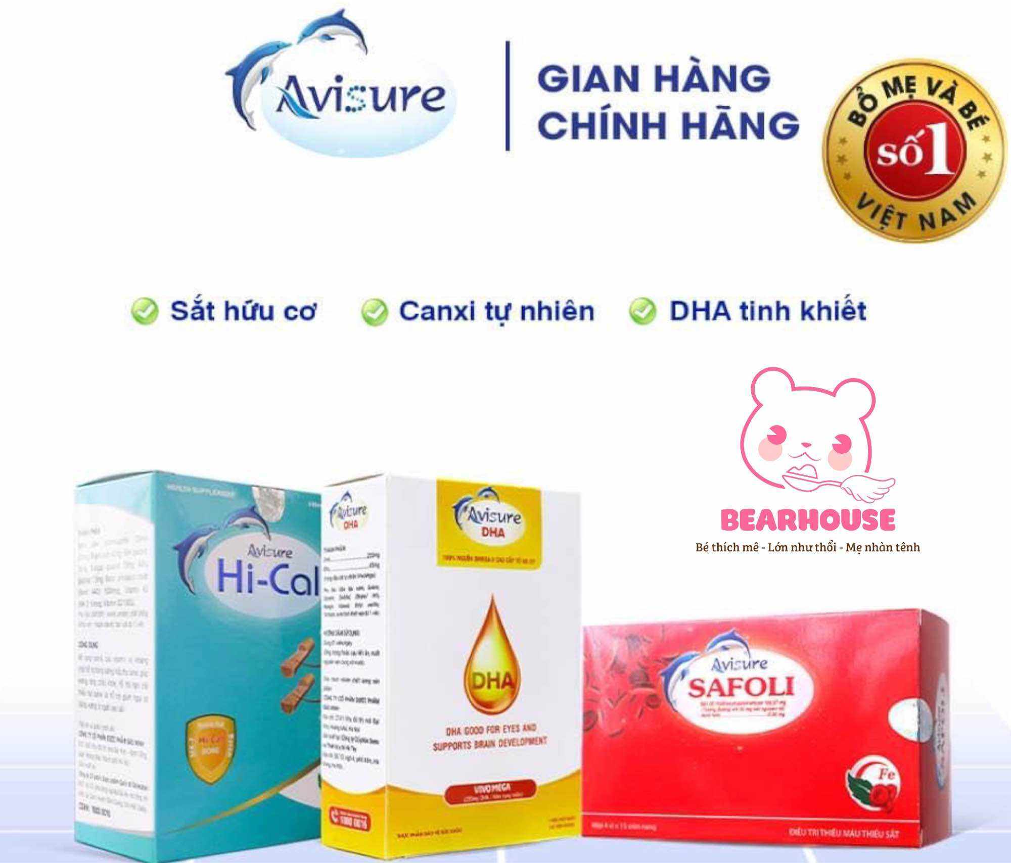 Avisure Safoli - HiCal - DHA Trọn Bộ Vi Chất Cho Bà Bầu - BEARHOUSE