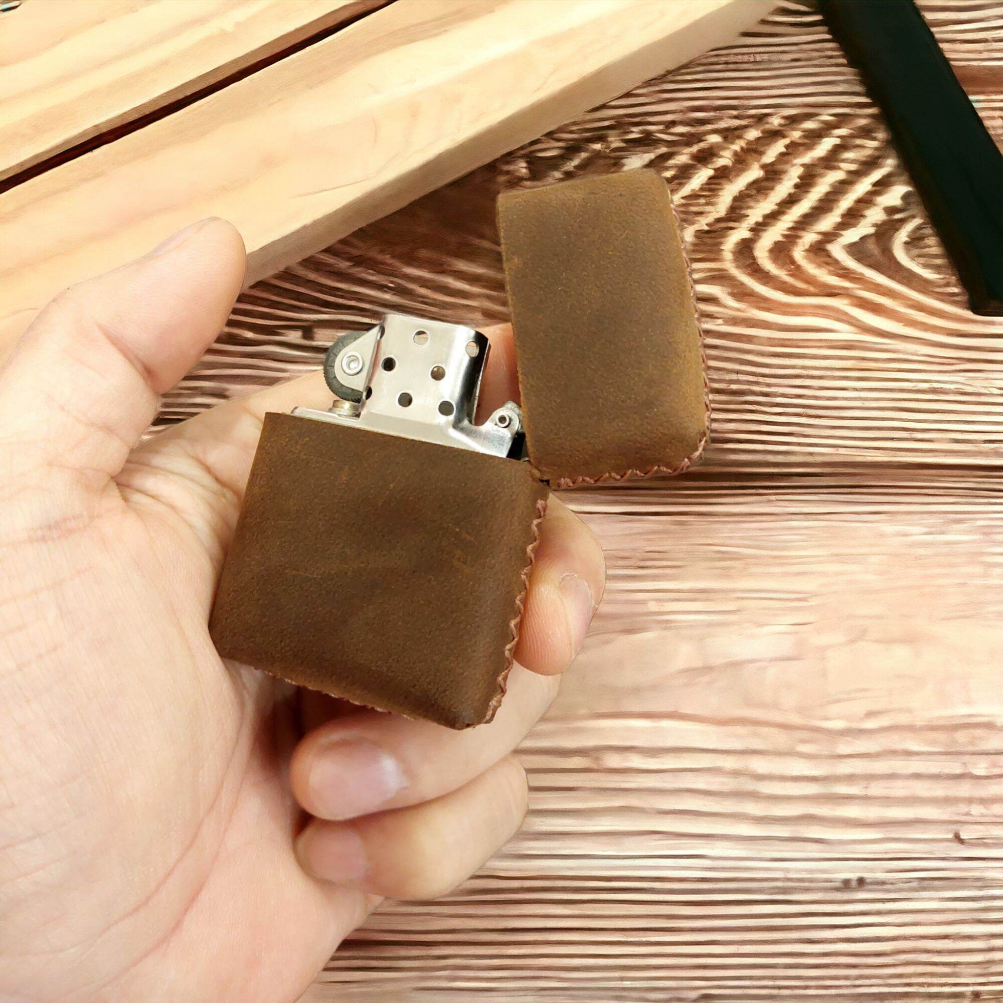 Bao Da Trùm Zippo Classic, Bao da Thật Zippo, da handmade