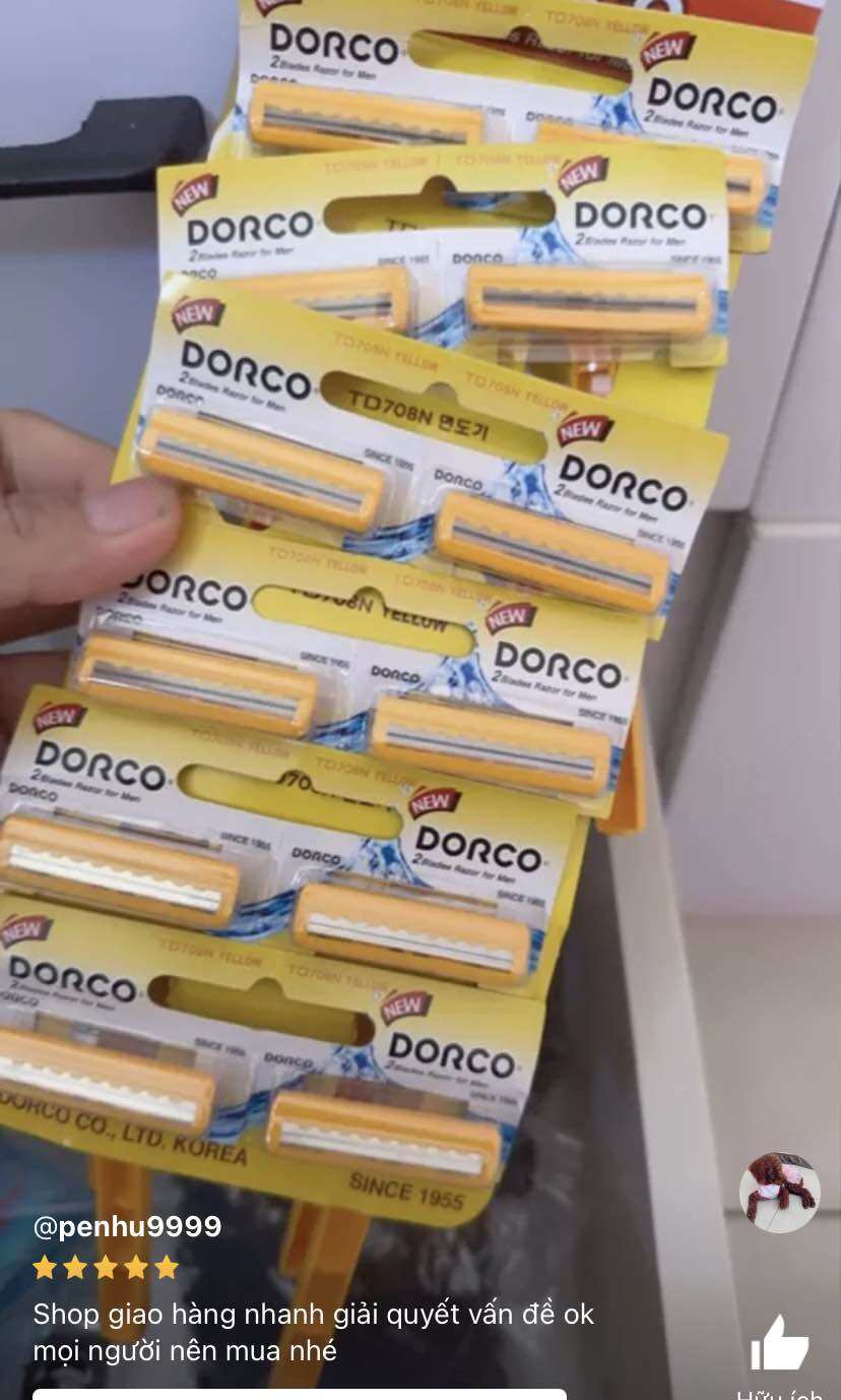 🍭Set 12 Cây Cạo Râu Dorco Vàng 2 Lưỡi, Bén