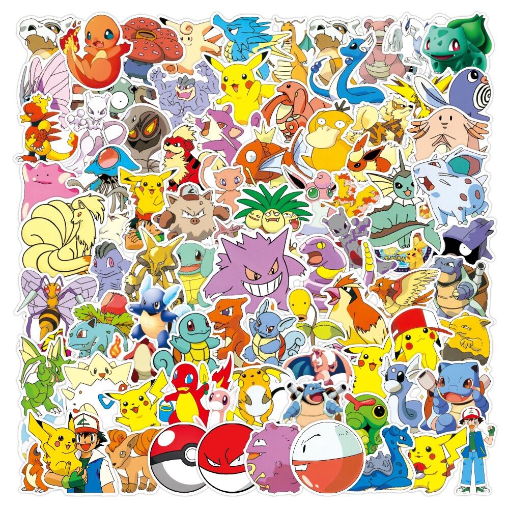 Sticker pokemon picachu 30-60 hình ép lụa khác nhau/ hình dán picachu pokemon