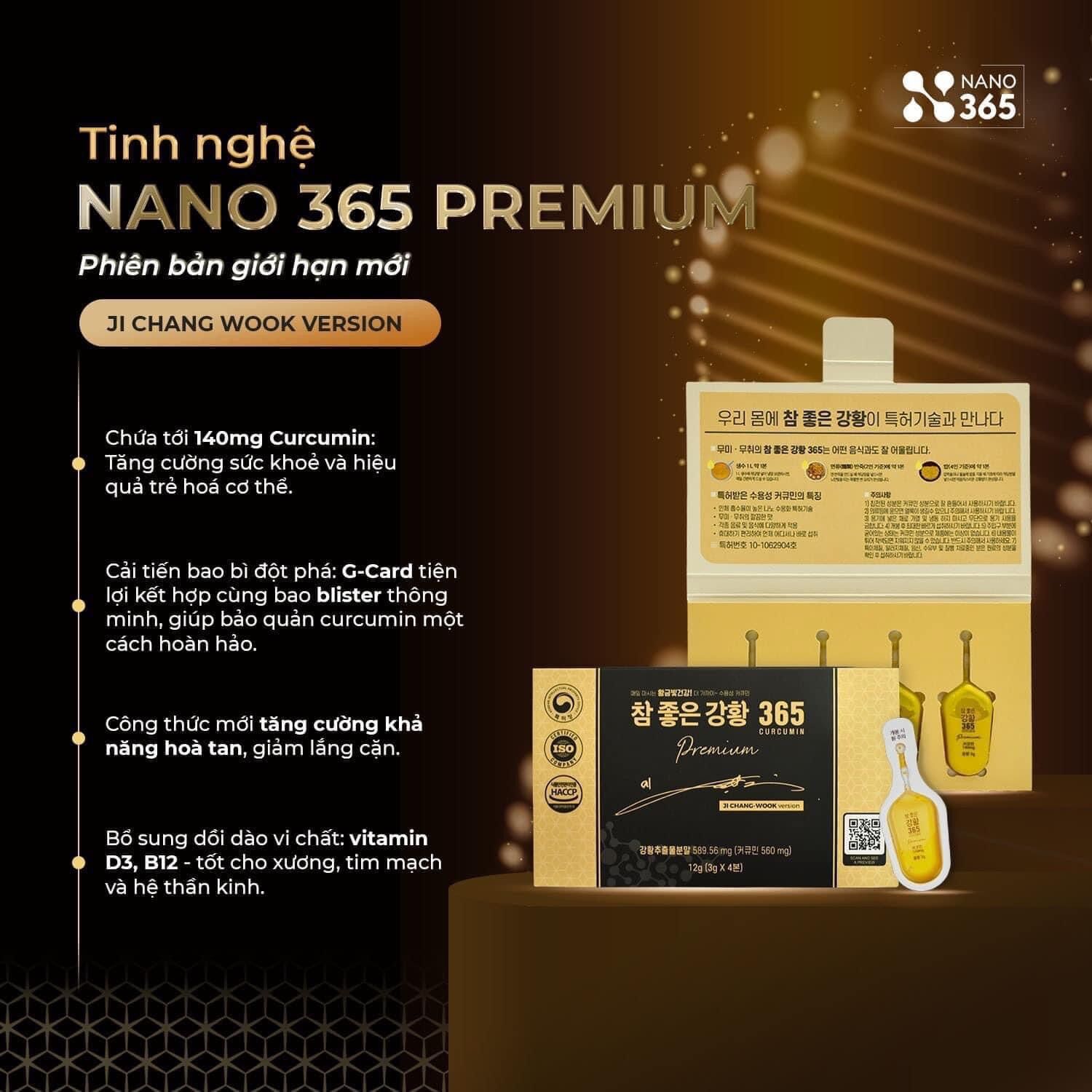 Tinh Nghệ 365 Nano curcumin Hàn Quốc hộp 32 tép mới