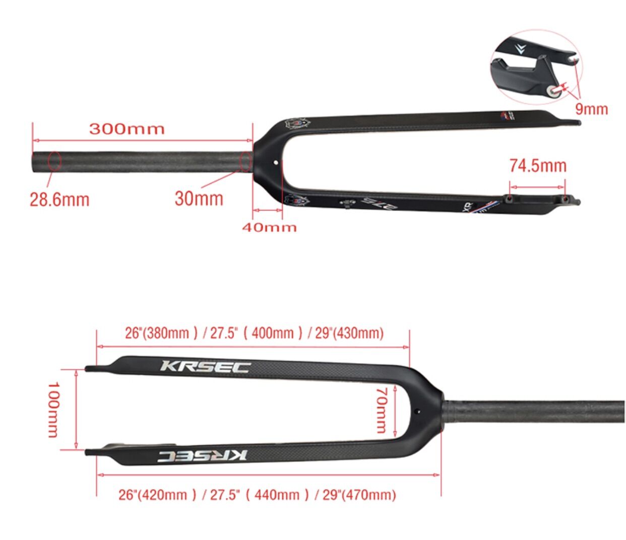 Carbon Fork - Phuộc Carbon Xe đạp MTB Gravel Touring