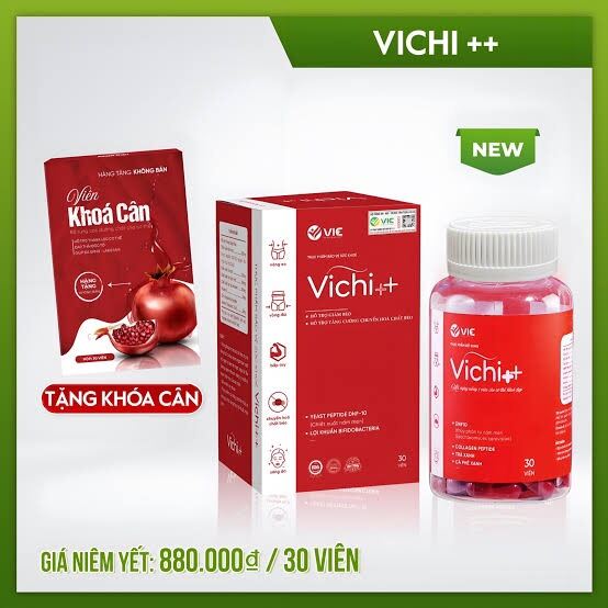 [Chính Hãng] Giảm cân cấp tốc VICHI++ 30v tặng kèm khóa cân dành cho cơ địa nhờn thuốc