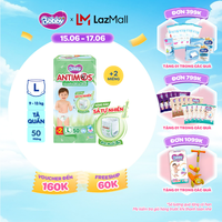 [Từ 22-23 tặng QUÀ TO-SLCH][TẶNG KÈM 2 MIẾNG] Tã Quần Xua Muỗi Bobby Antimos – Hàng rào Sả tự nhiên Bye Muỗi 8H - Size L 50 miếng