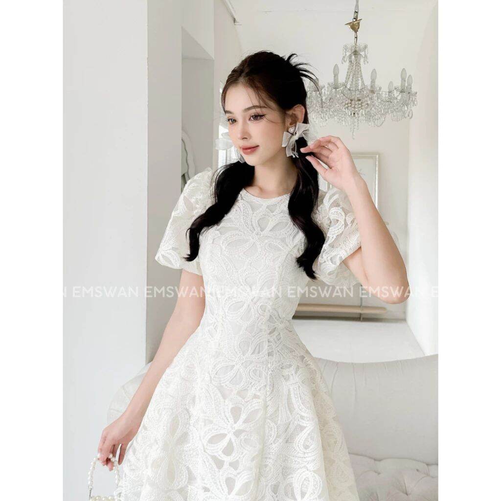 Đầm Váy Nữ BabyDoll Đính Nơ Thiết Kế Thời Trang Diện Đi Chơi Size To Bầu Mặc Được  - M77