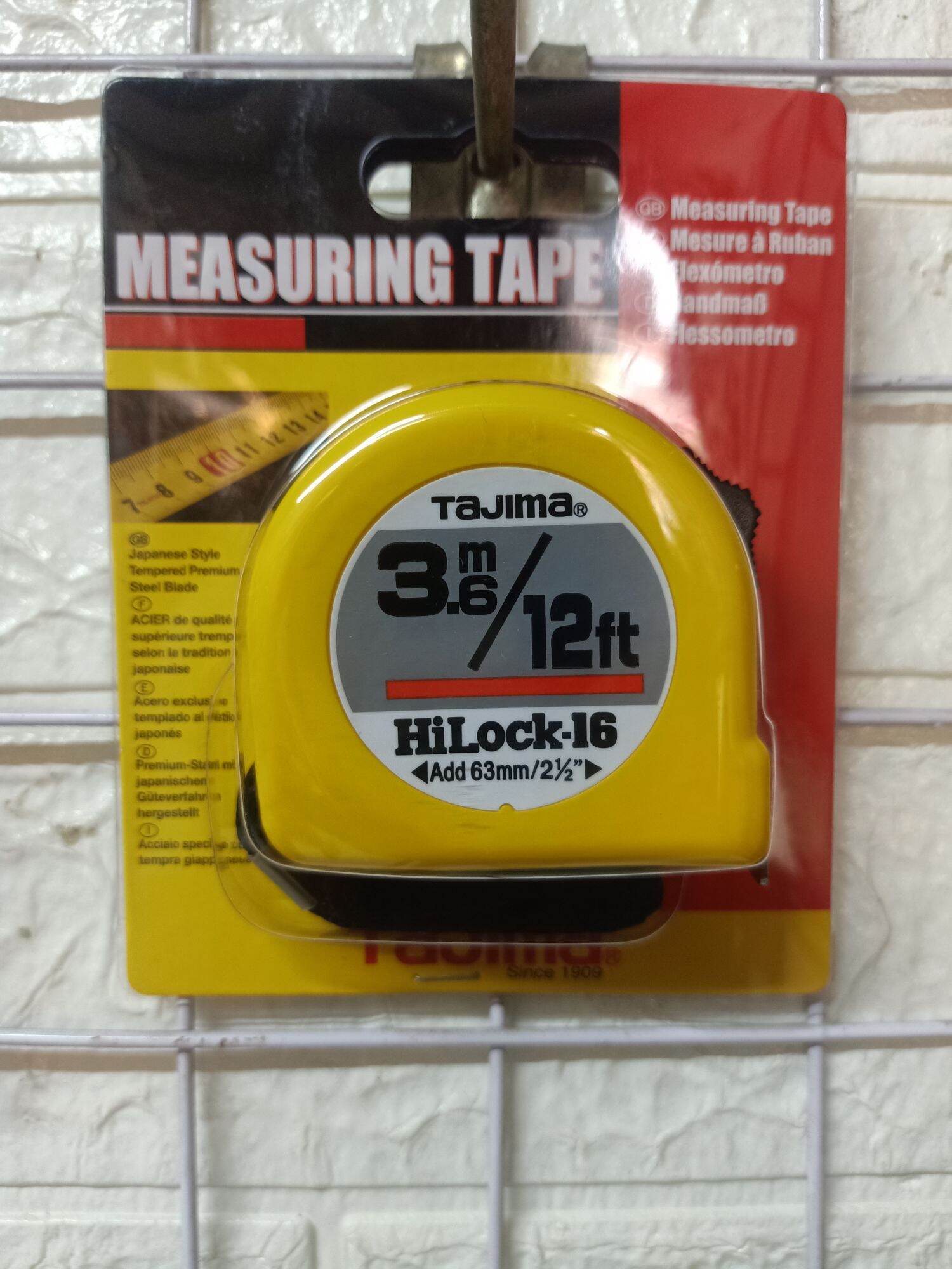 Thước cuộn thép cao cấp 3m6 12ft Tajima HiLock dây vàng bản 16mm
