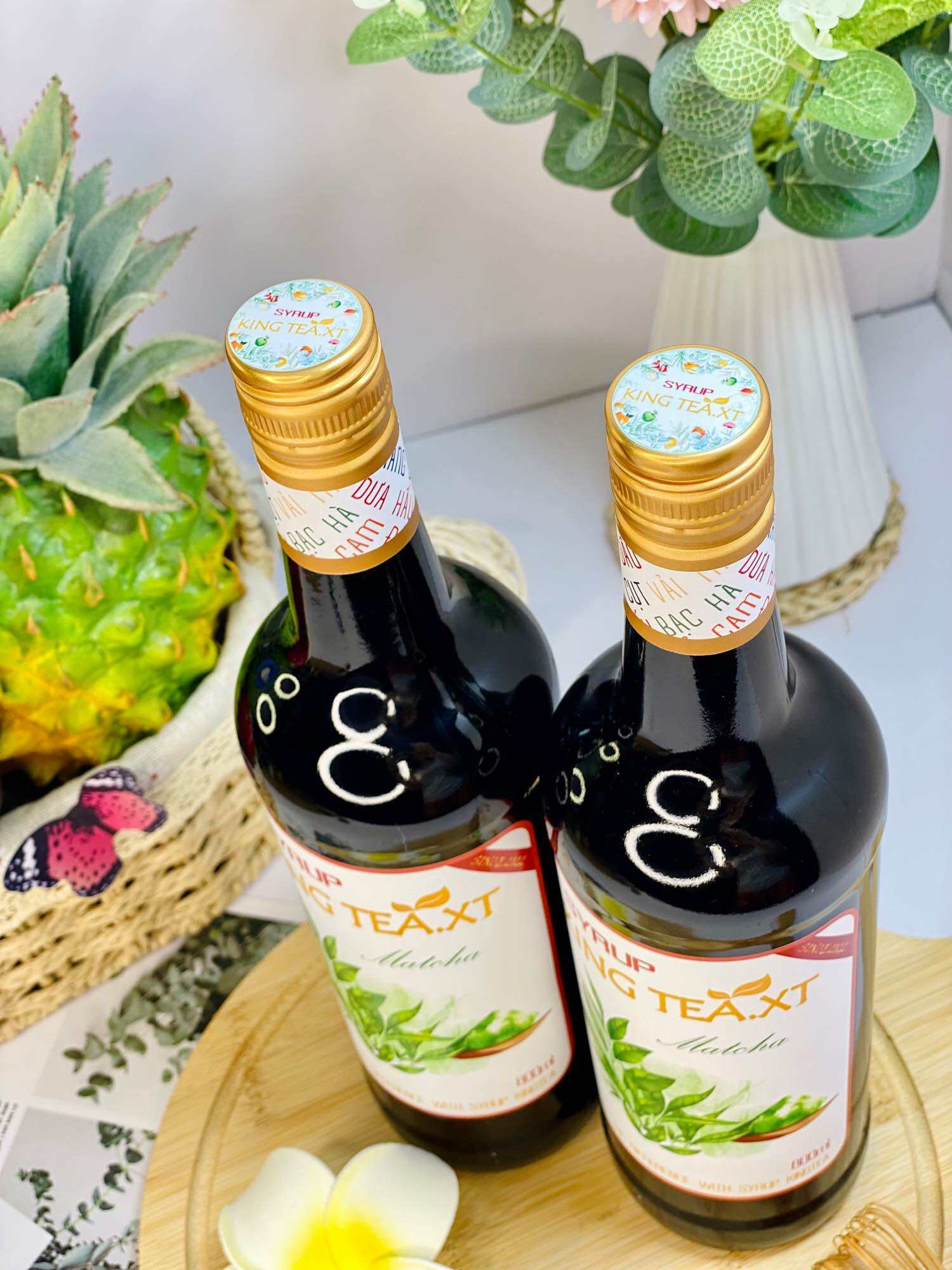 Syrup MATCHA TRÀ XANH Pha Chế( Syrup Matcha Green Tea) KINGTEA.XT- Chai Thủy Tinh 800ml. 