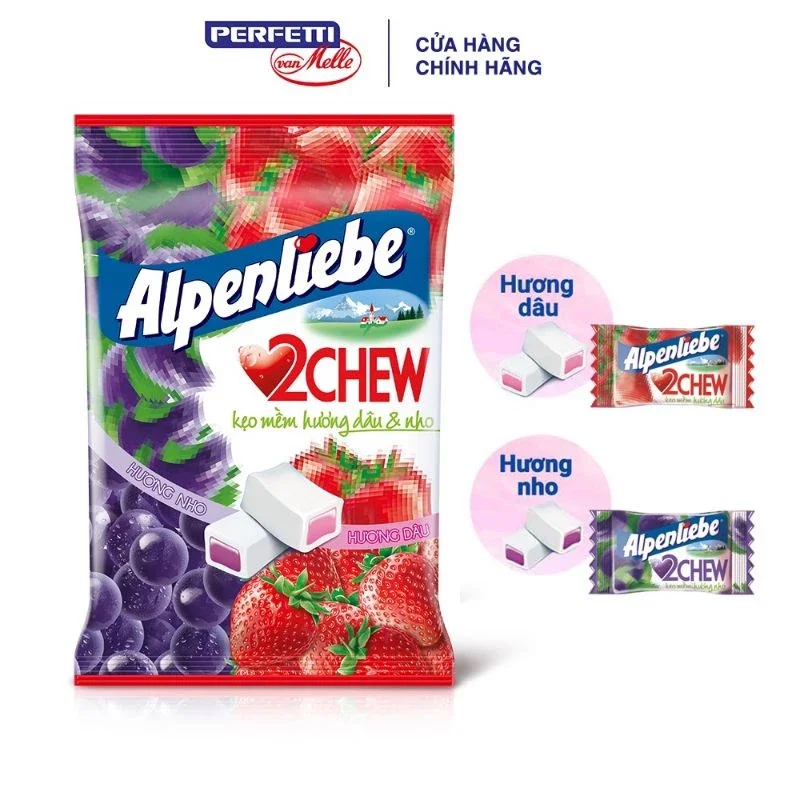 Gói 87.5gr kẹo mềm Alpenliebe 2Chew vị dâu nho gói nhỏ