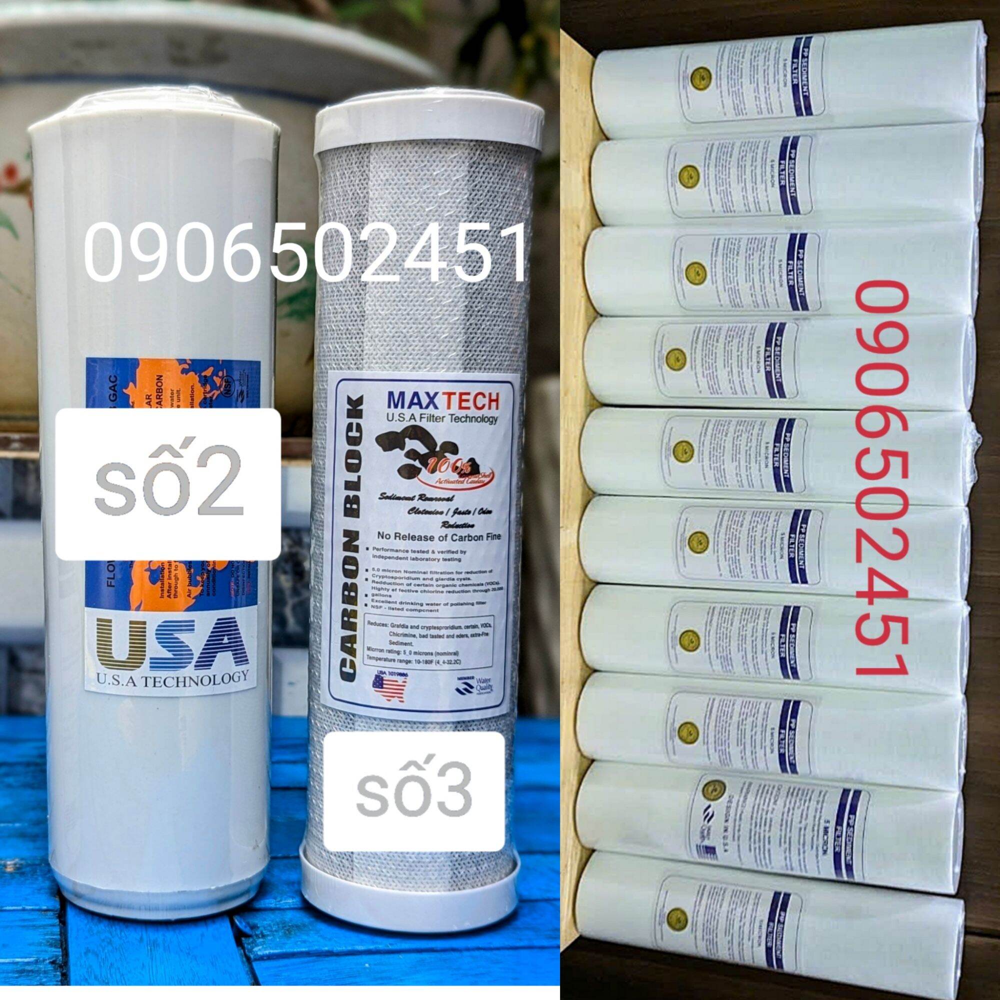 [HCM]Bộ 12 lõi lọc gồm 10 số 1 lõi số 2 1 lõi số 3 dành cho máy lọc nước RO Sunhouse Kangaroo Karofi tân á...