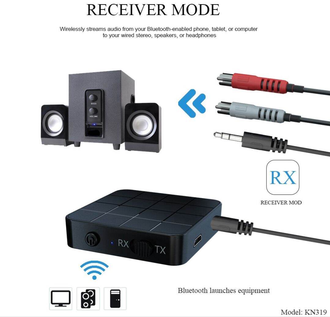Thiết bị thu phát âm thanh bluetooth 4.0 và 5.0 thiết kế 2 trong 1 với giắc 3.5mm