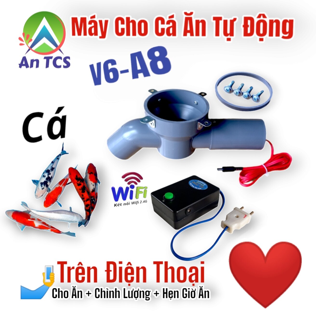Máy cho cá ăn tự động wifi v6-a8 an tcs