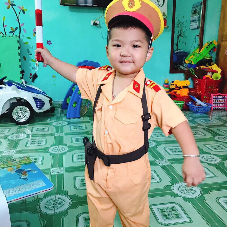 Set quần áo công an giao thông cho bé trai và bé gái đầy đủ phụ kiện