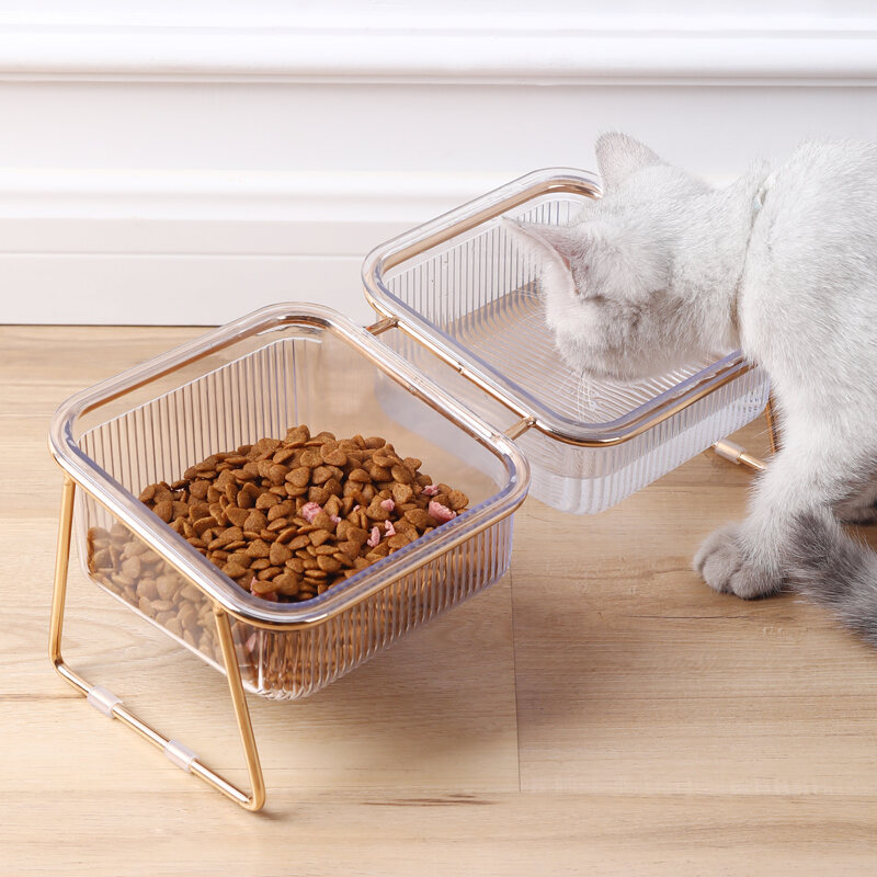 Bát Cho Mèo Bát Đôi Bảo Vệ Cột Sống Cổ Tự Động Uống Nước Bát Thức Ăn Cho