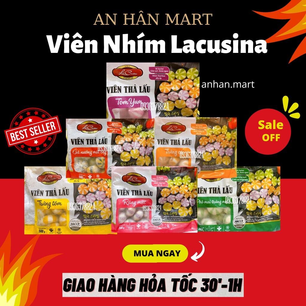 Viên Thả Lẩu Bánh Bao Nhím Việt Lacusina 6 màu gói 500g