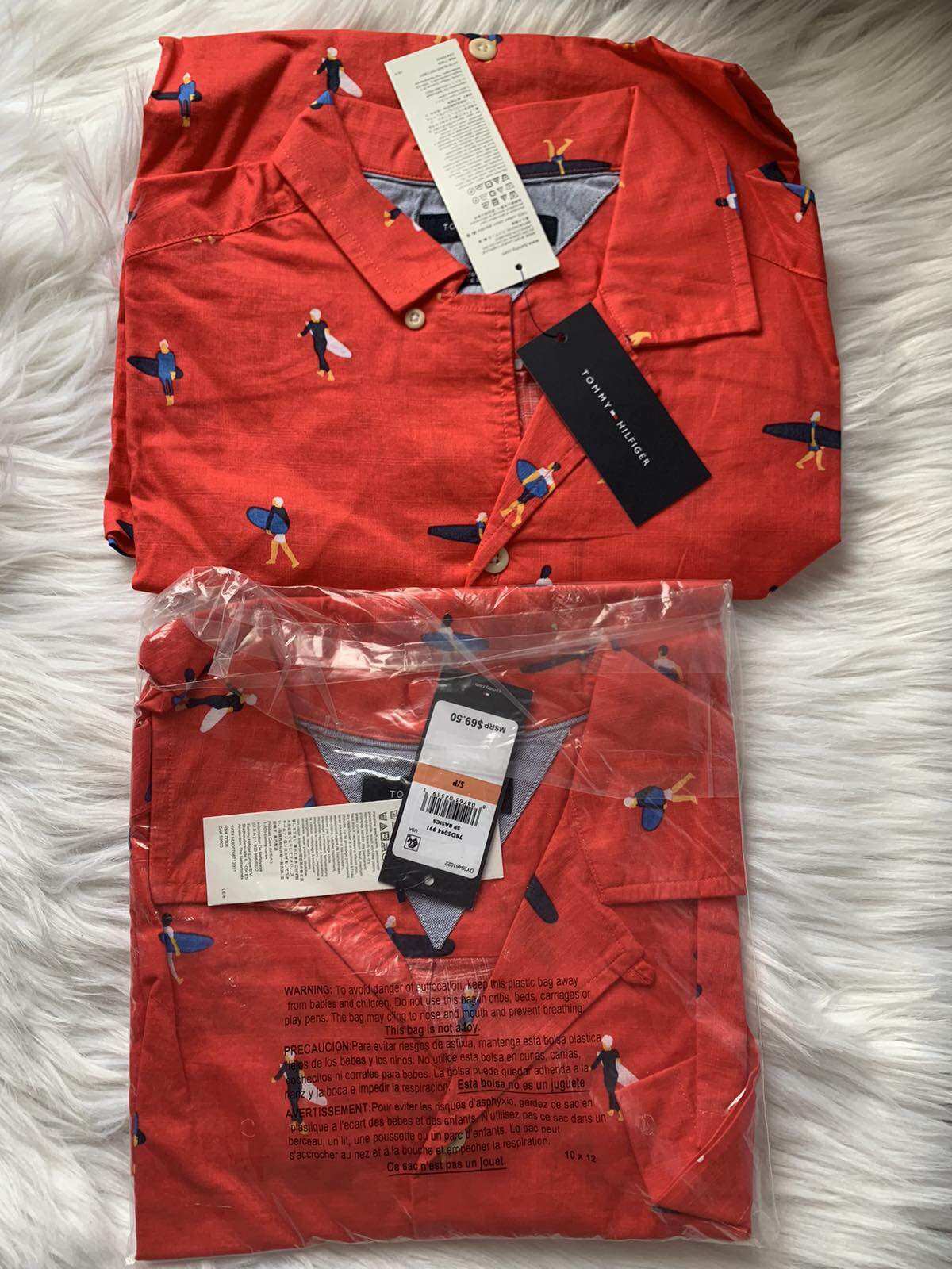 Áo sơ mi tay ngắn Tommy nam size S