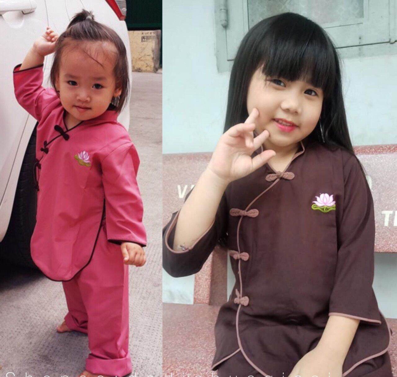 Đồ lam đi chùa bé gái mẫu tàu xéo