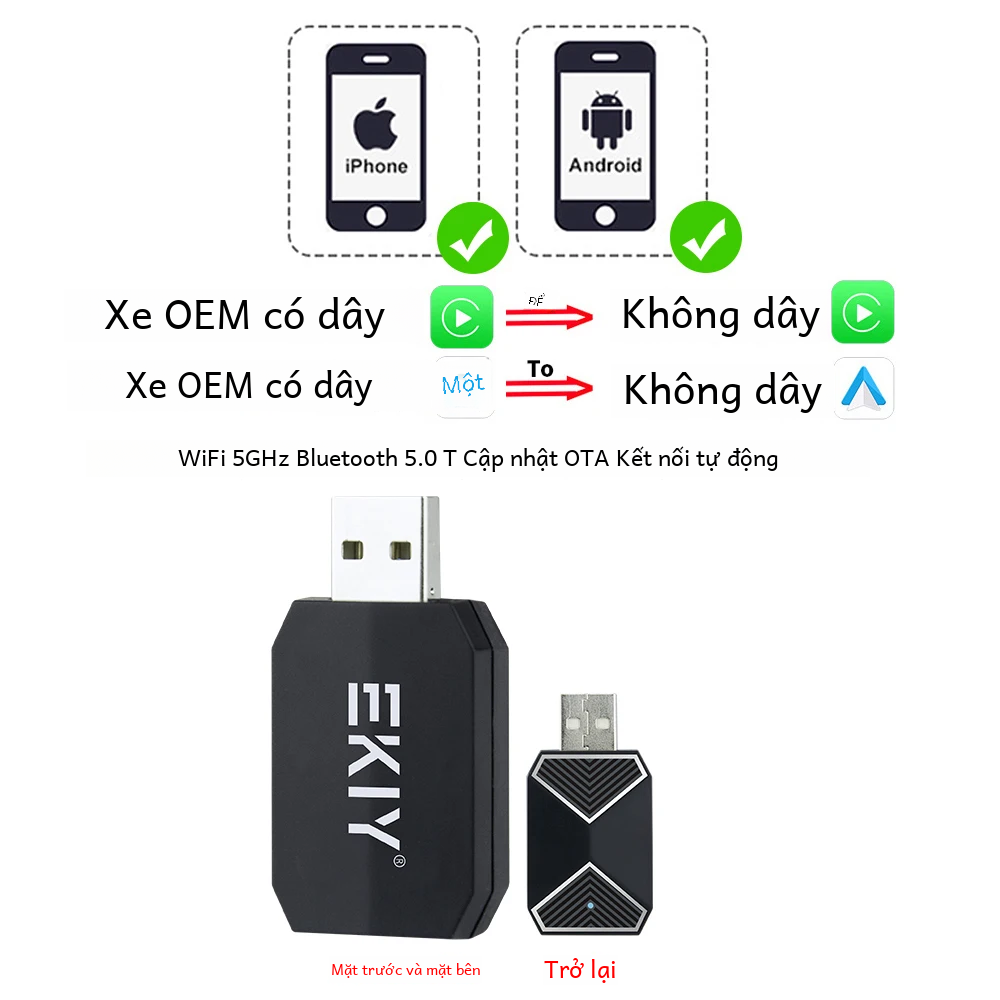 Ekiy Carplay Android Auto Box Dongle Có Dây Không Dây Cho Audi Toyota Mazda Nissan Chevrolet Suzuki 