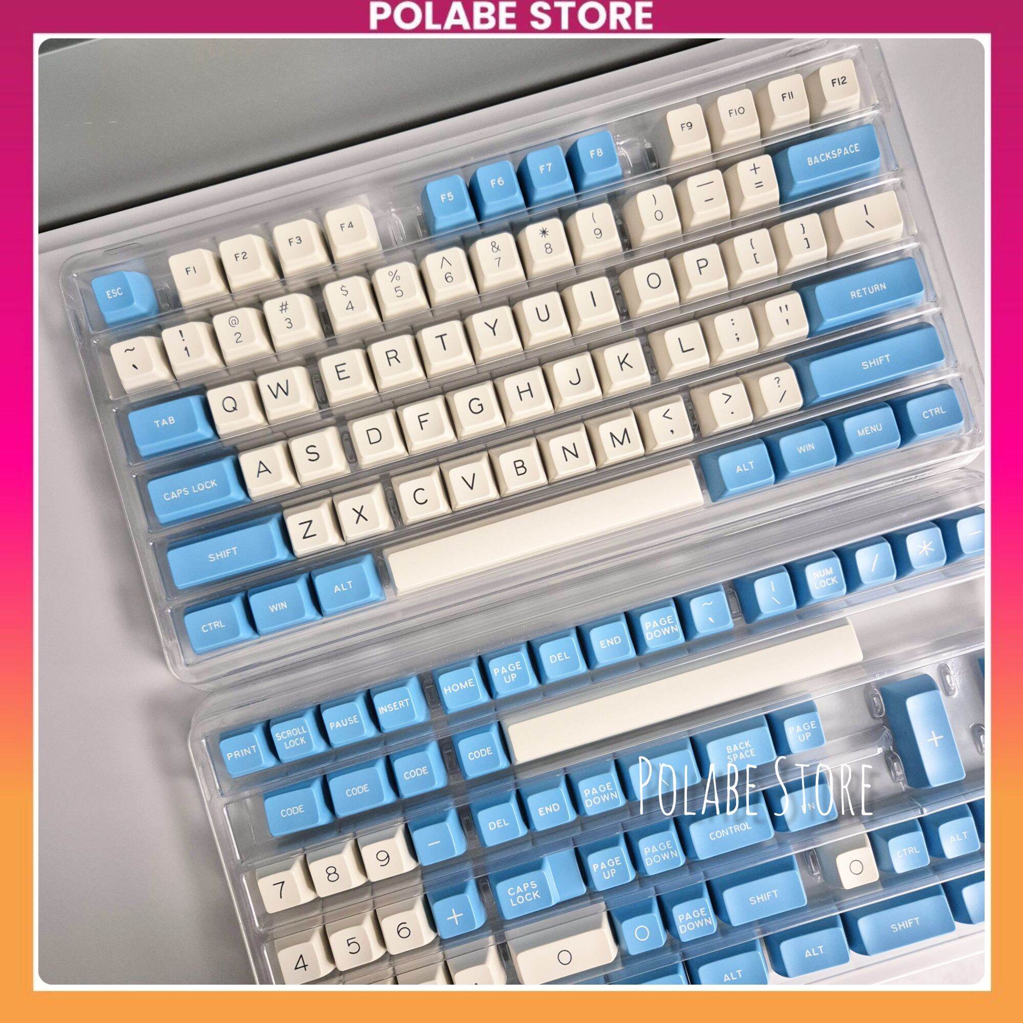 Keycap Maxkey SA White Blue SA profile ABS bàn phím cơ in sắc nét Polabe Store Keycap God Speed