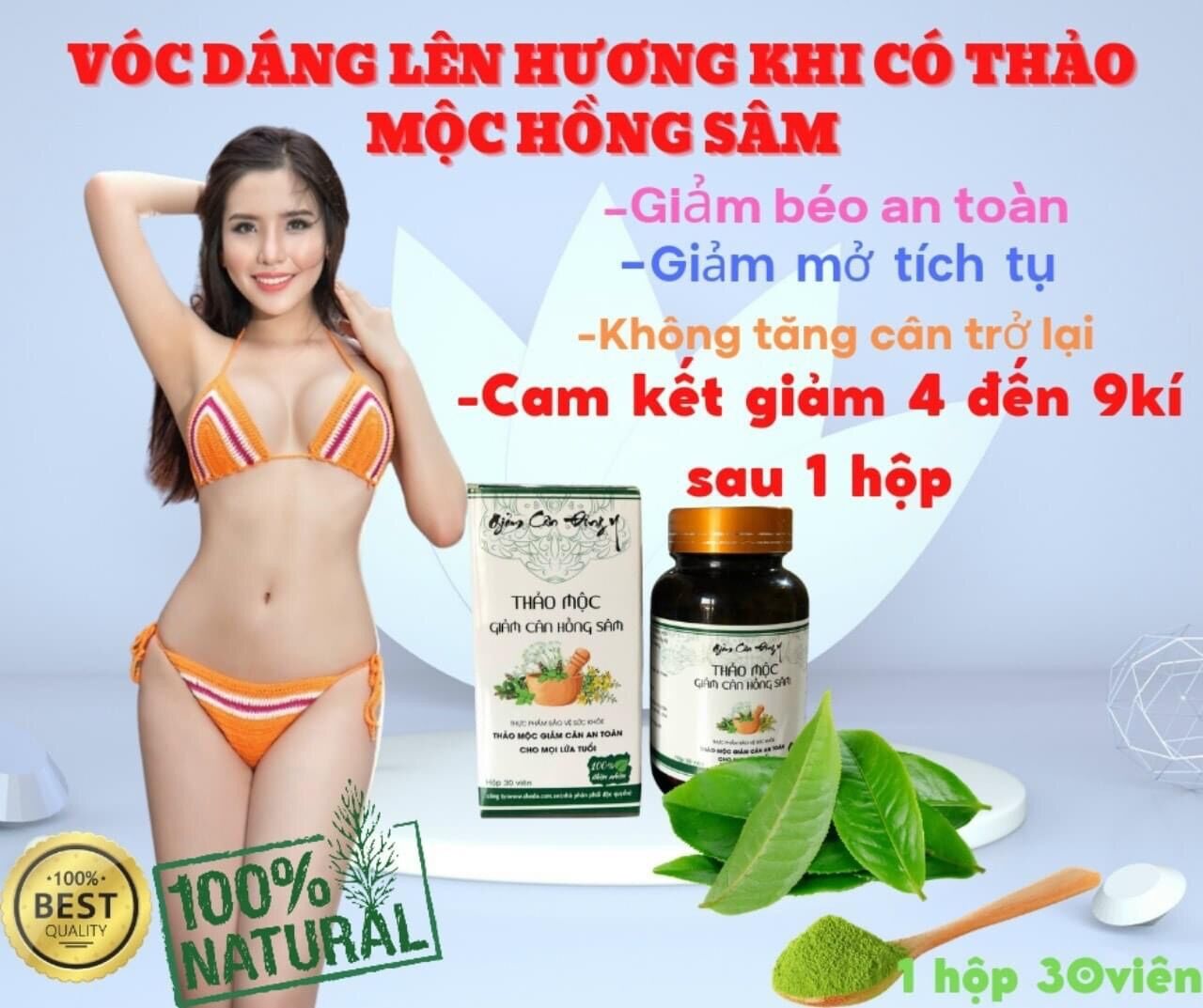 [HCM] viên uống giảm cân thảo mộc hồng sâm saffron hủy mỡ
