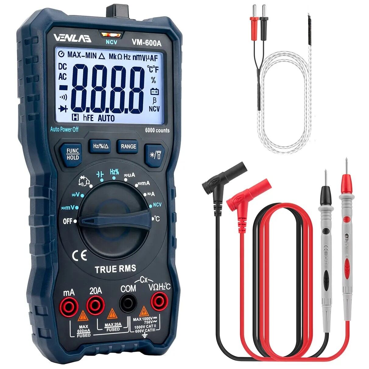 Trms lớn au-to vạn năng kỹ thuật số 1000v 20a phạm vi tự động nhanh công cụ đo chính xác có đèn nền hiển thị cho điện tự làm vật dụng