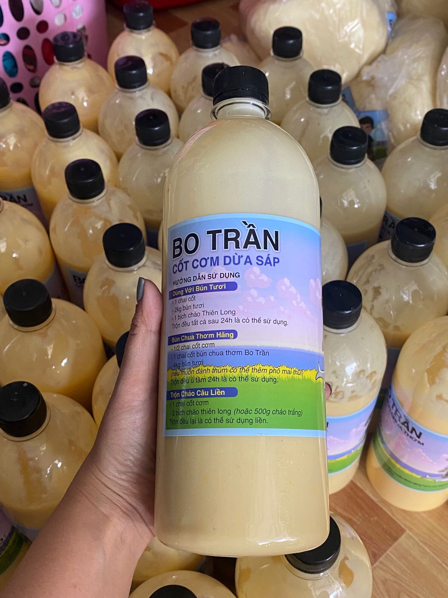 Cốt cơm dừa sáp bo trần dùng ủ bún câu cá tra