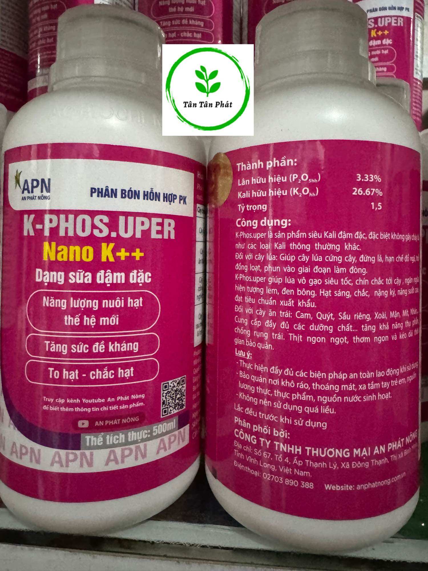 Nano K++ chai 500ml của An phát nông