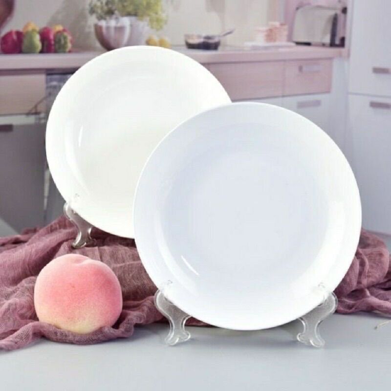 Bộ 2 dĩa sứ trắng 9inch 23cm - đĩa sứ sâu lòng - dĩa sứ tráng men cao cấp - trắng trơn
