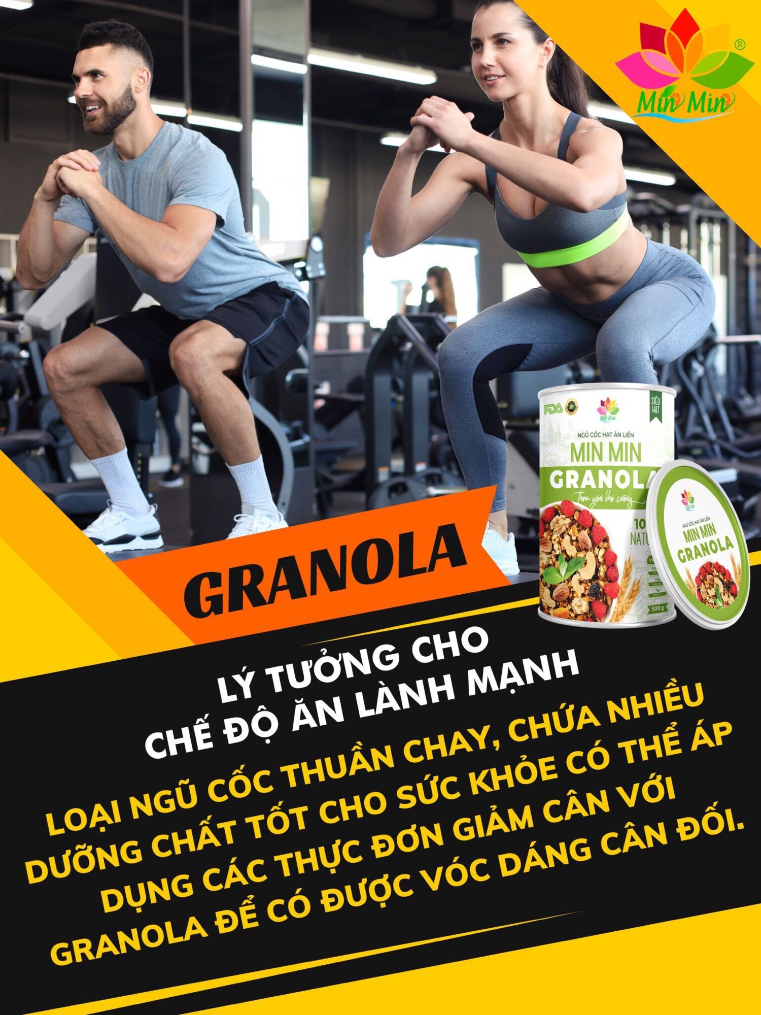 Ngũ cốc hạt ăn liền Granola MinMin (hộp 500g)
