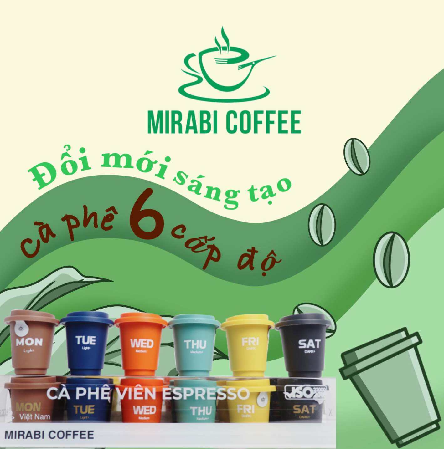 12 Viên ly _ Cà phê MIRABI nguyên chất 100% Espresso pha nước lạnh