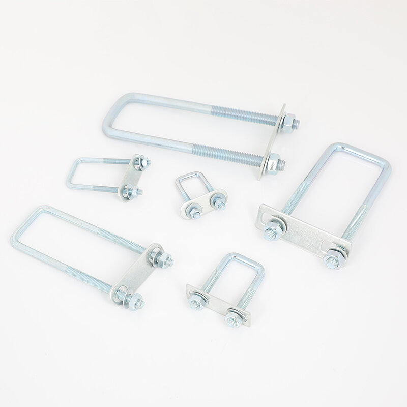 M8 Right Angle U-shaped Card U-Shaped Pipe Clamp Galvanized U-bolt Square Card Rectangular Buckle Pipe Clamp Hoop U-Shaped Card