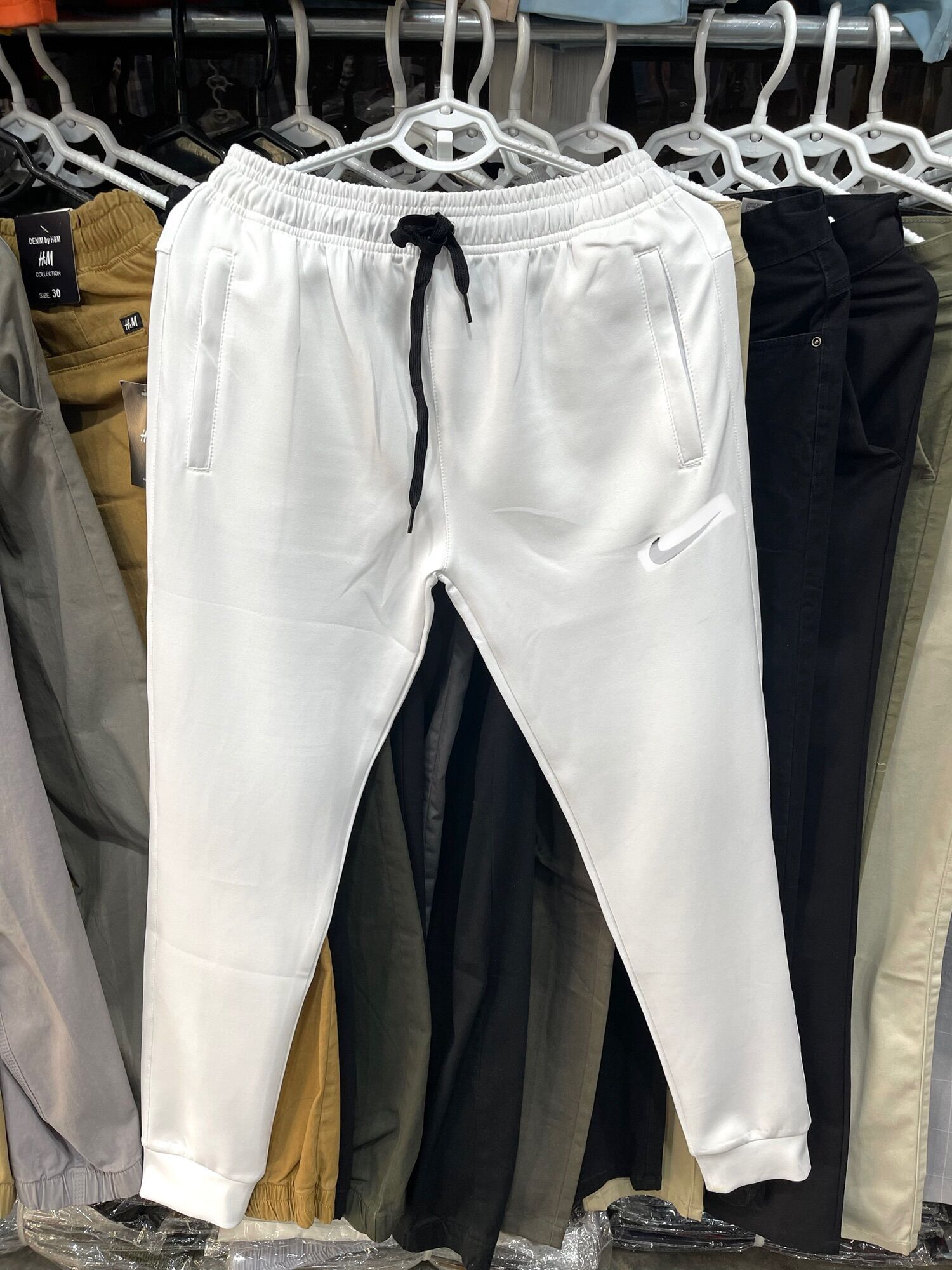 Quần dài jogger thun thể thao trắng trơn nam nữ có bigsize từ m-5xl